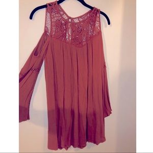 Xhilaration Orange Boho Long Sleeve Lace Dress Medium